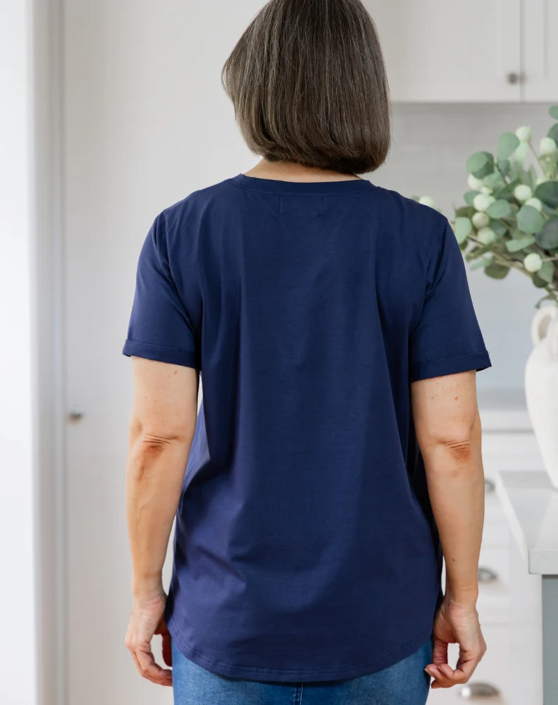 Cuff Tee - Navy - Image 6