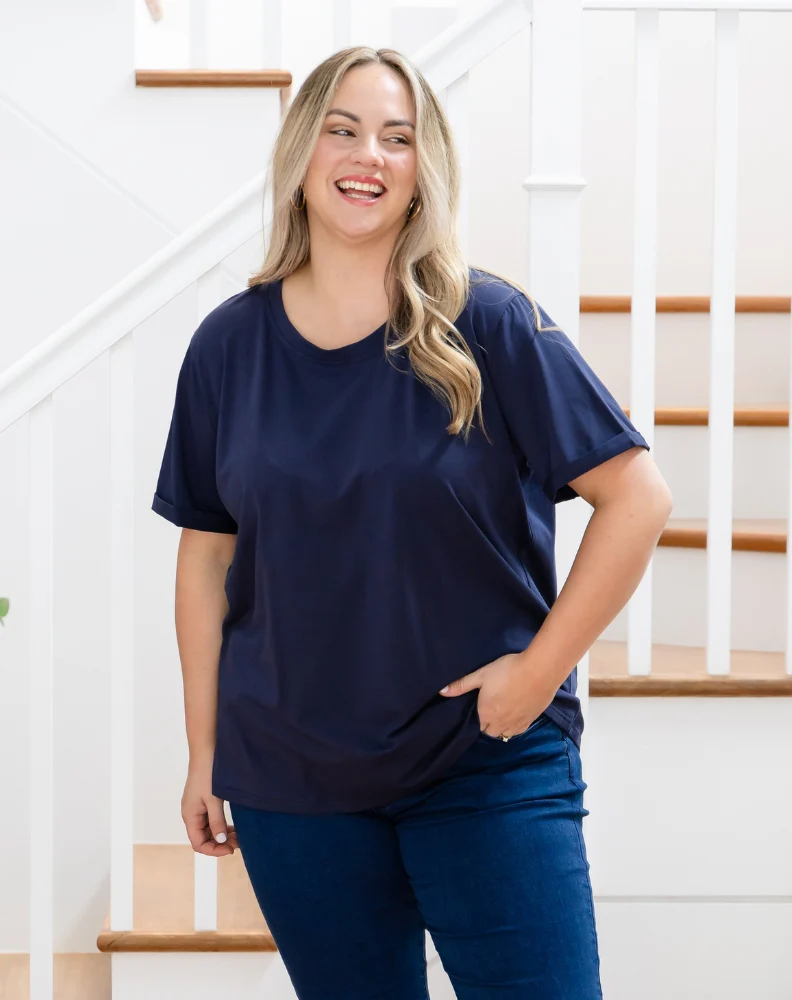 Cuff Tee - Navy - Image 7