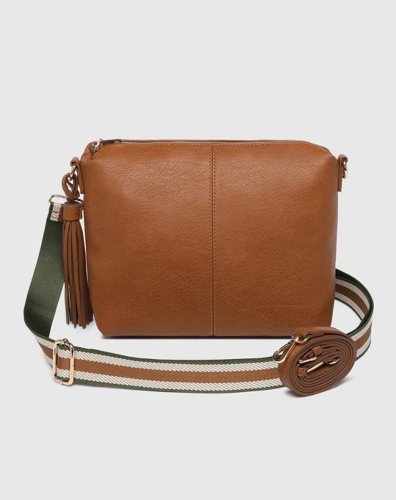 Daisy Stripe Crossbody Bag - Tan - Image 4