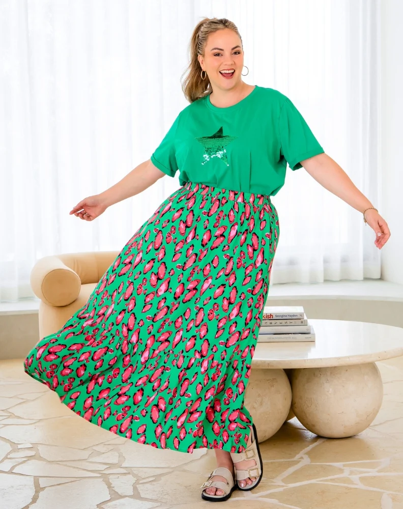 Danielle Maxi Skirt - Green Leopard - Image 5