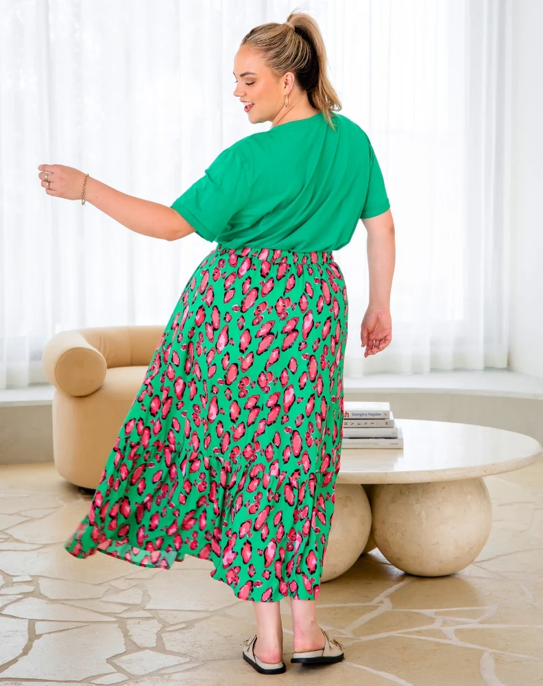 Danielle Maxi Skirt - Green Leopard - Image 6