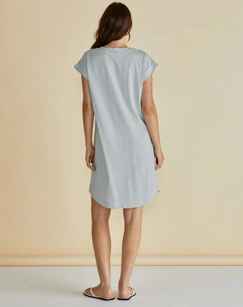 Daphne V-Neck Dress⁠ - Black/White Stripe - Image 3