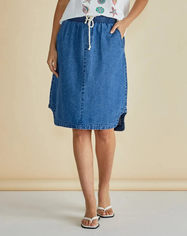 Dara Denim Skirt - Vintage Blue