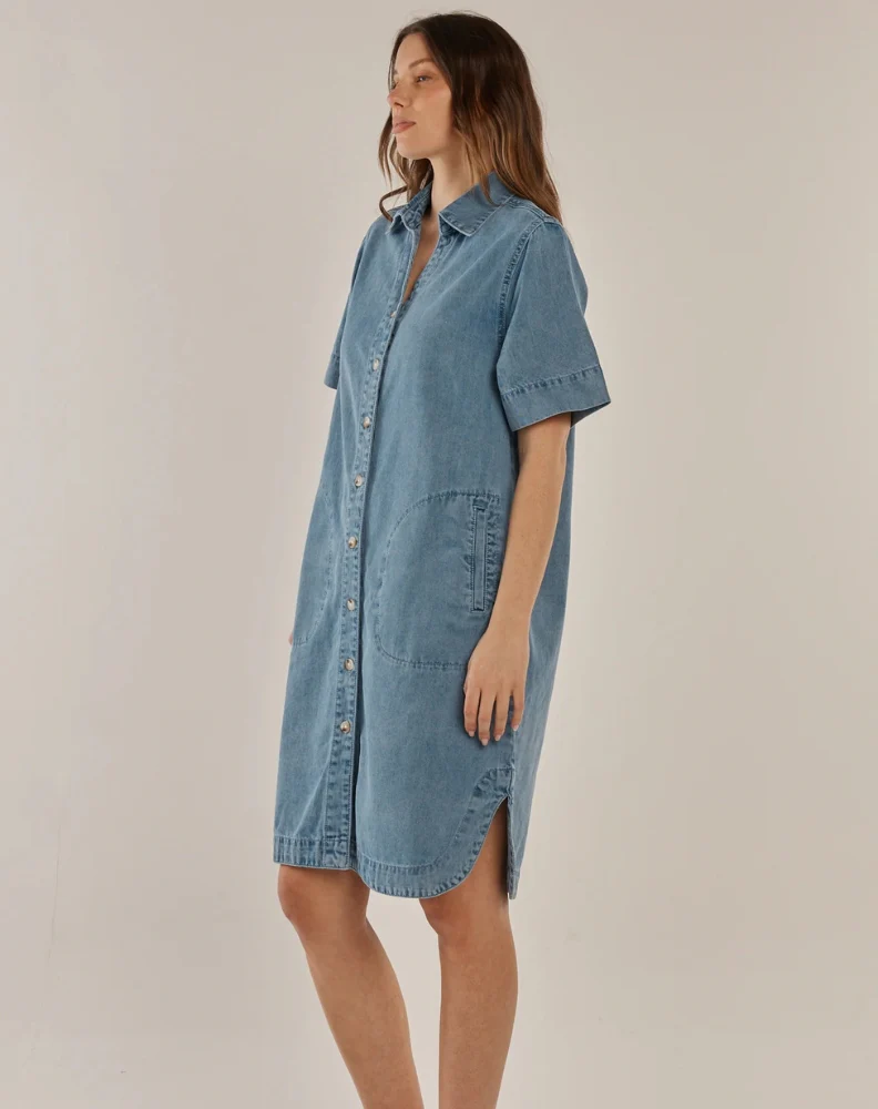 Dawson Denim Dress - Blue Denim - Image 2