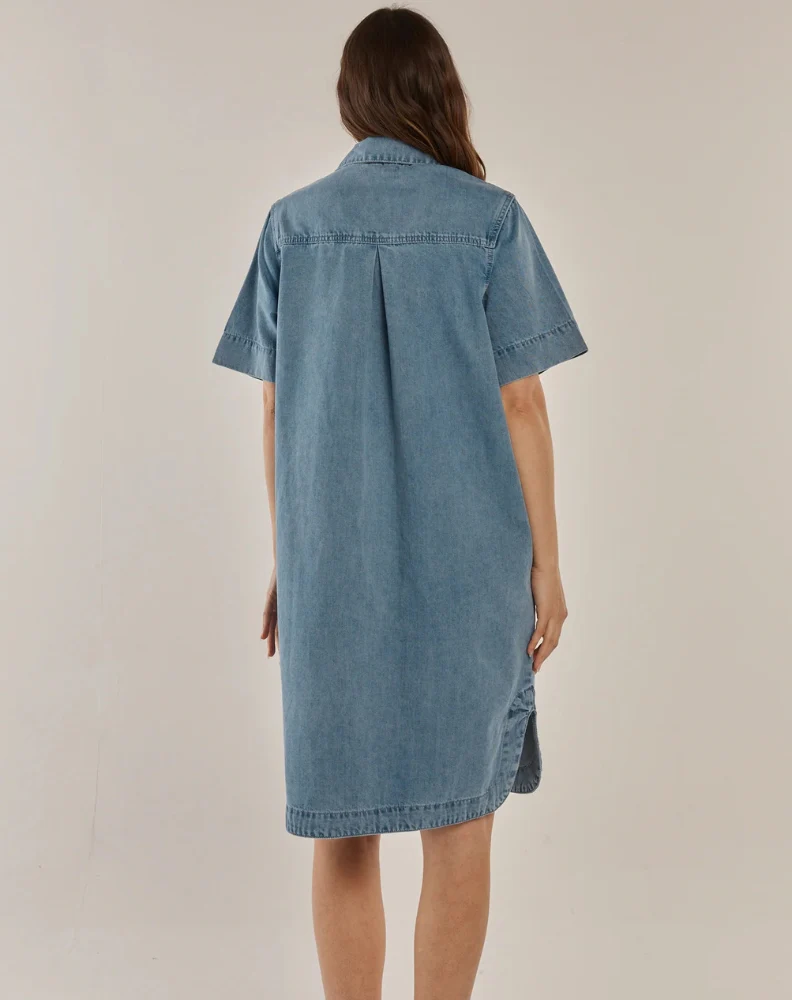 Dawson Denim Dress - Blue Denim - Image 3