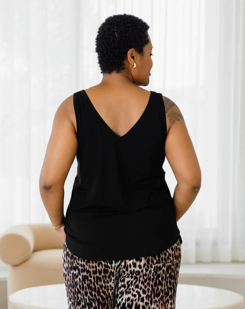Elena Two-Way Neckline Tank – Black - Image 4