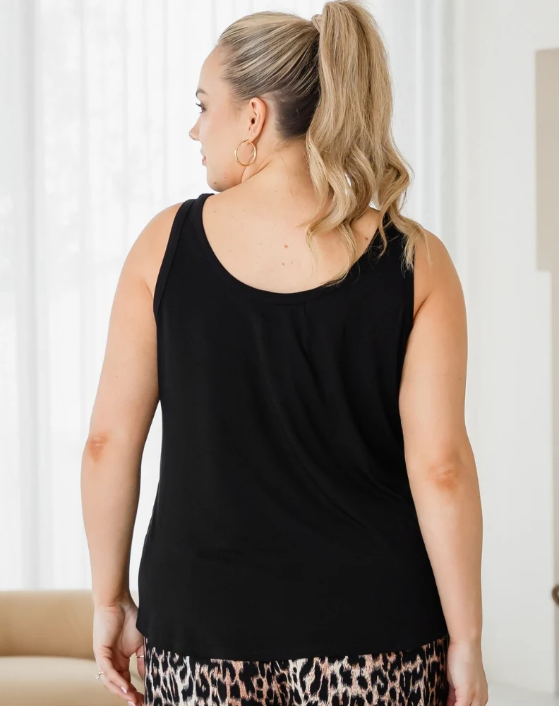 Elena Two-Way Neckline Tank – Black - Image 6