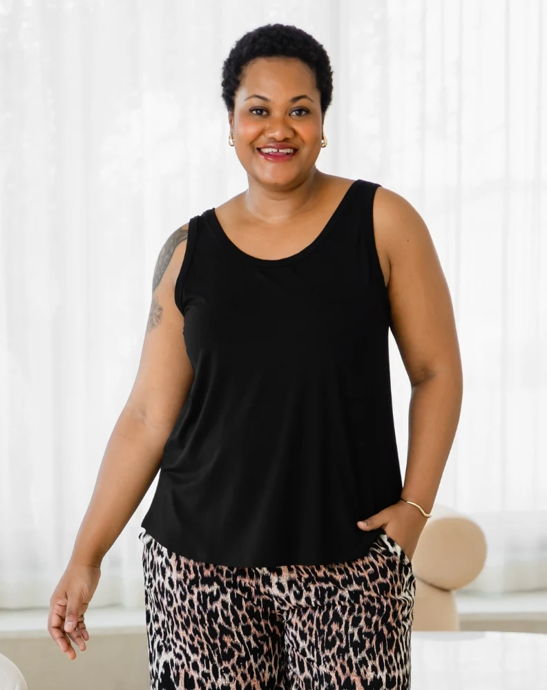 Elena Two-Way Neckline Tank – Black - Image 8