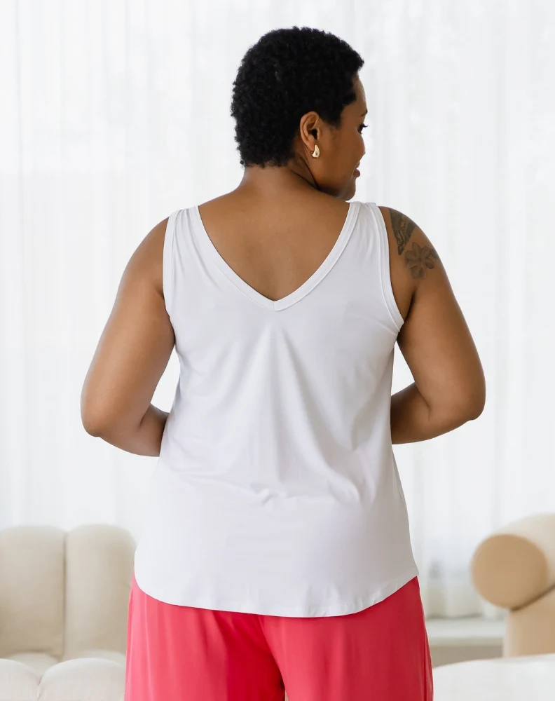 Elena Two-Way Neckline Tank – White - Image 7