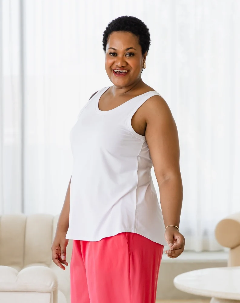 Elena Two-Way Neckline Tank – White - Image 8