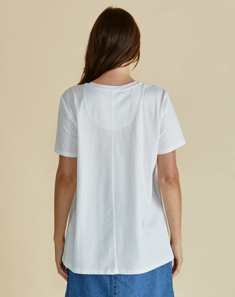 Ellia Crew Tee - Bom Dia Paria Print White - Image 2