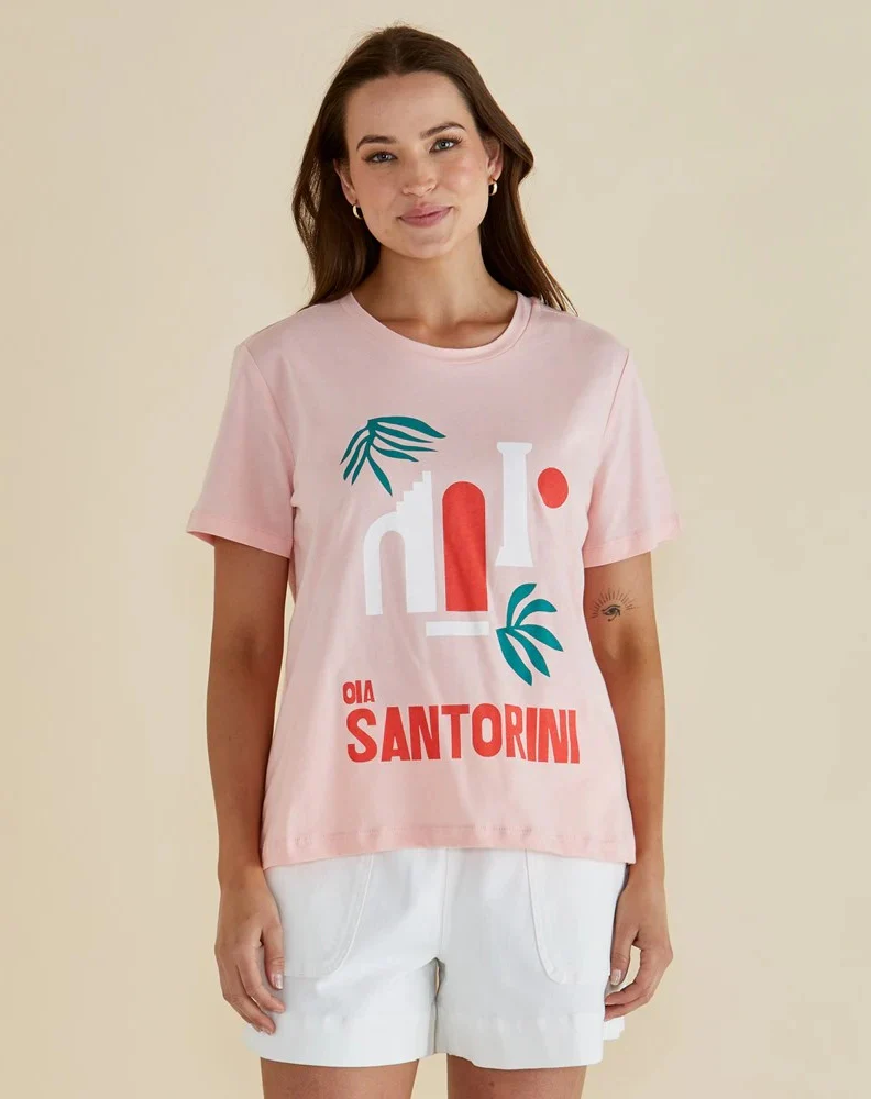 Ellia Crew Tee - Santorini Print