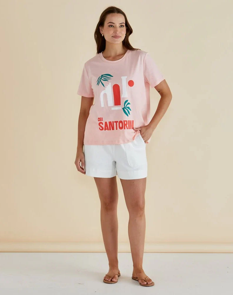 Ellia Crew Tee - Santorini Print - Image 2