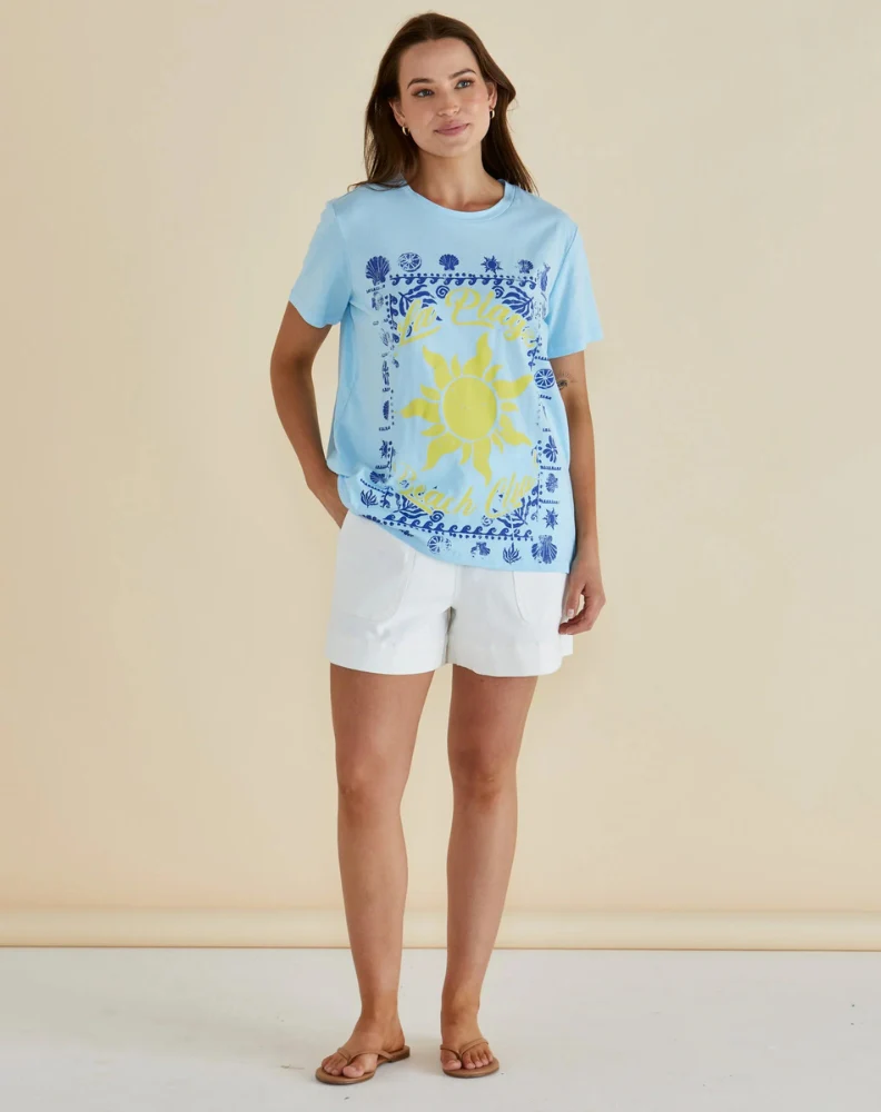 Ellia Crew Tee - La Plage Print - Image 2