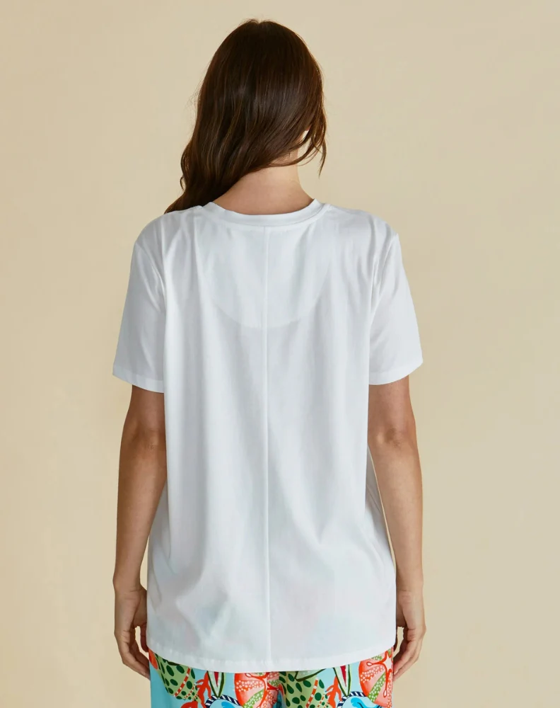 Ellia Crew Tee - Sardinia Print White - Image 3