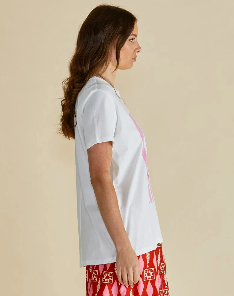 Ellia Crew Tee - Sardinia Print White - Image 4