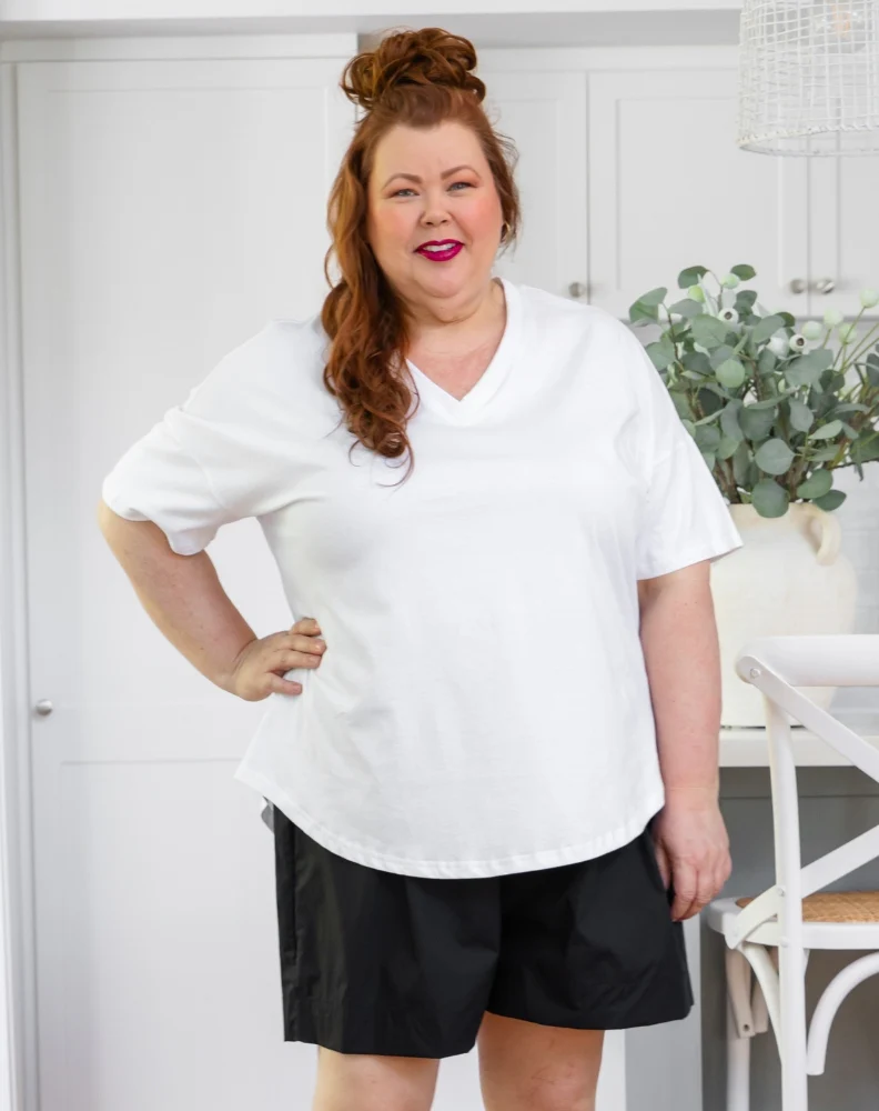 Ellie V-Neck Tee - White - Image 2