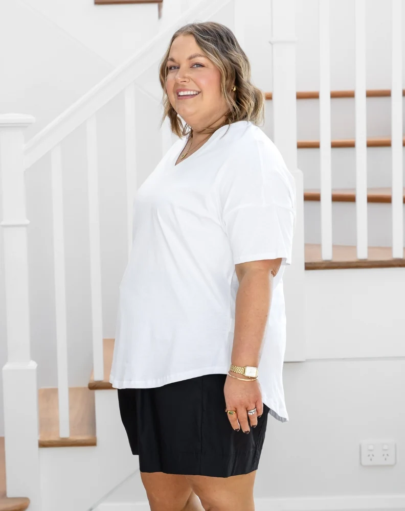 Ellie V-Neck Tee - White - Image 5
