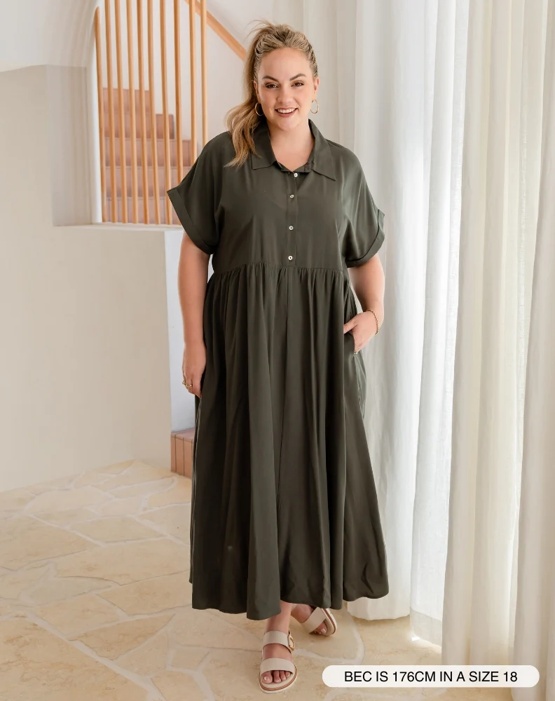 Elsie Dress - Khaki - Image 3