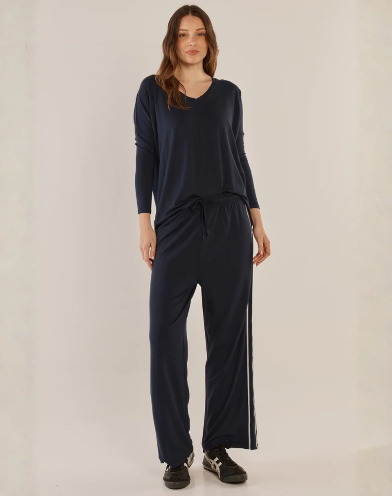 Evelyn Wide Leg Jogger - Navy - Image 2