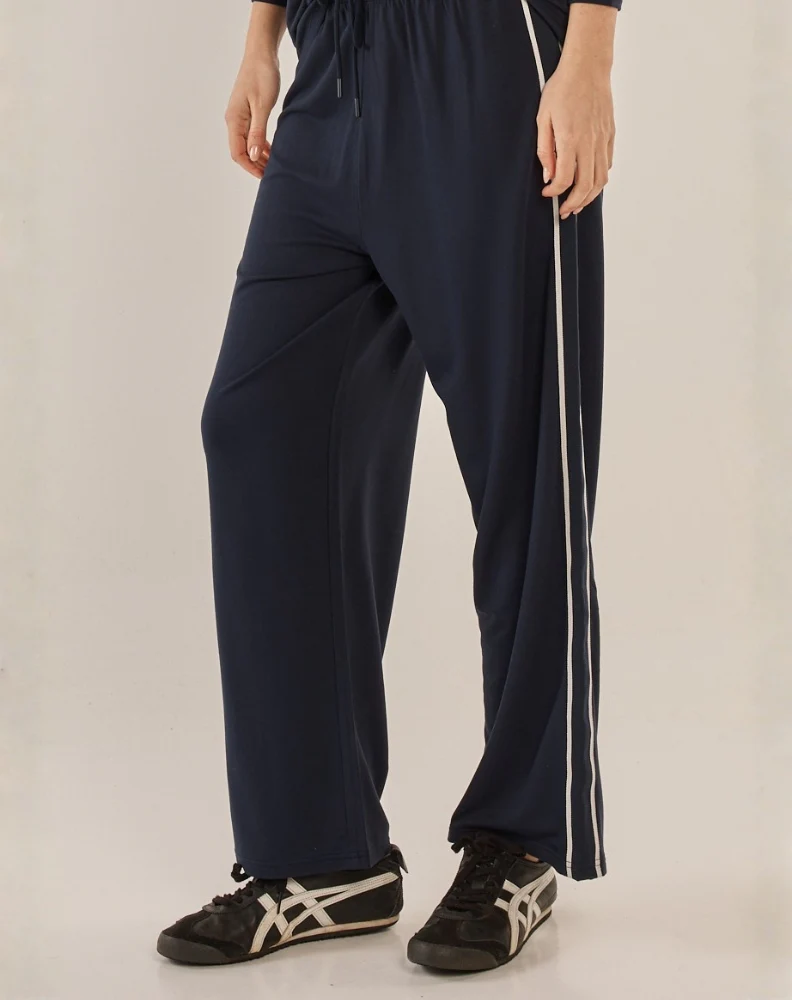 Evelyn Wide Leg Jogger - Navy - Image 3