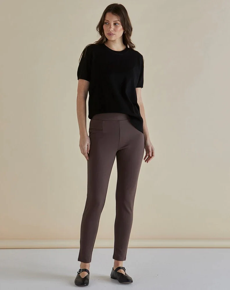 Gwen Ponte Legging - Brown - Image 2