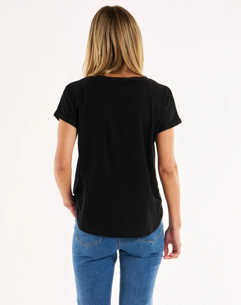 Hailey Short Sleeve Tee - Black Embellished - Image 4