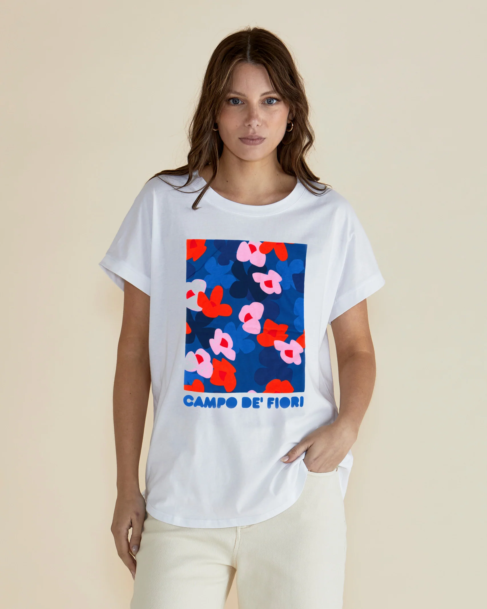 Hailey Short Sleeve Tee - Campo De'Fiori White