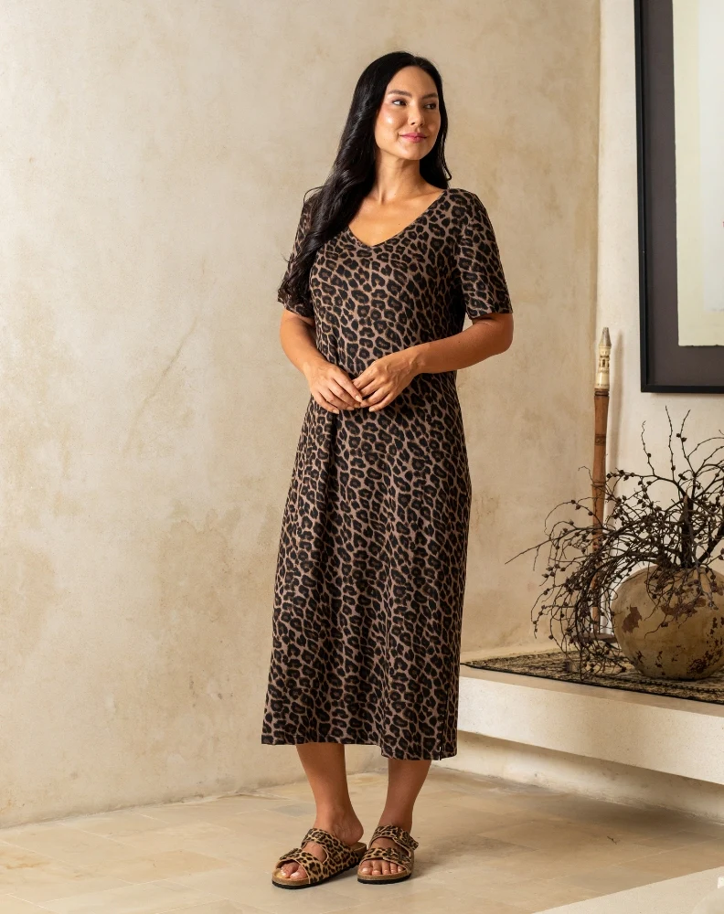 Harper Slip Dress - Leopard - Image 5