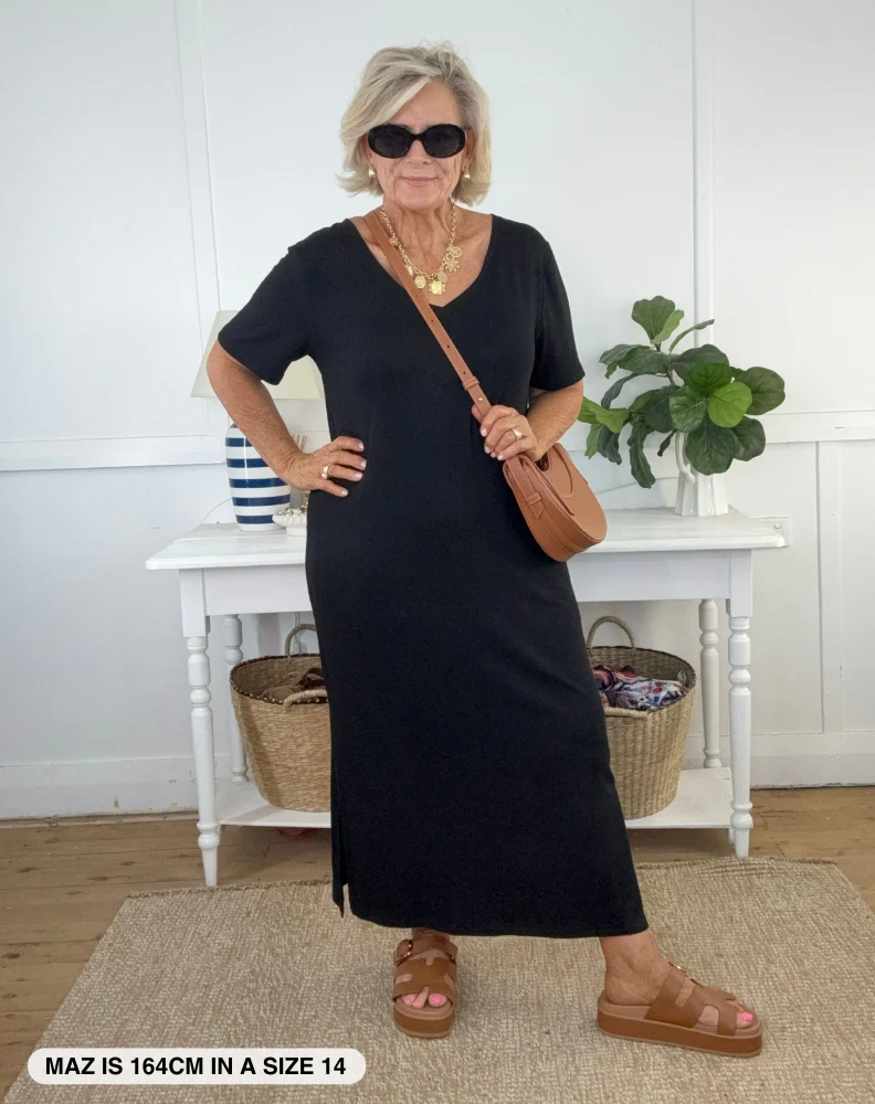 Harper Slip Dress - Black - Image 3