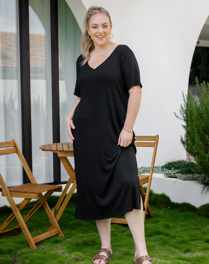 Harper Slip Dress - Black - Image 7