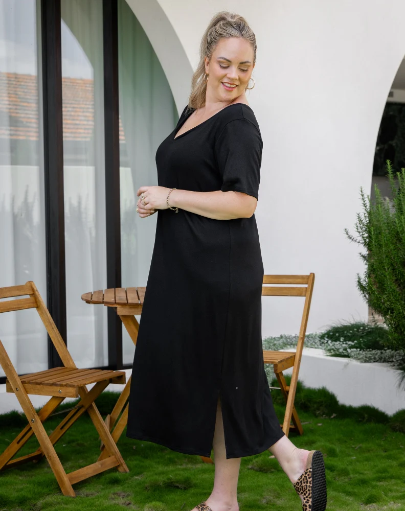 Harper Slip Dress - Black - Image 9