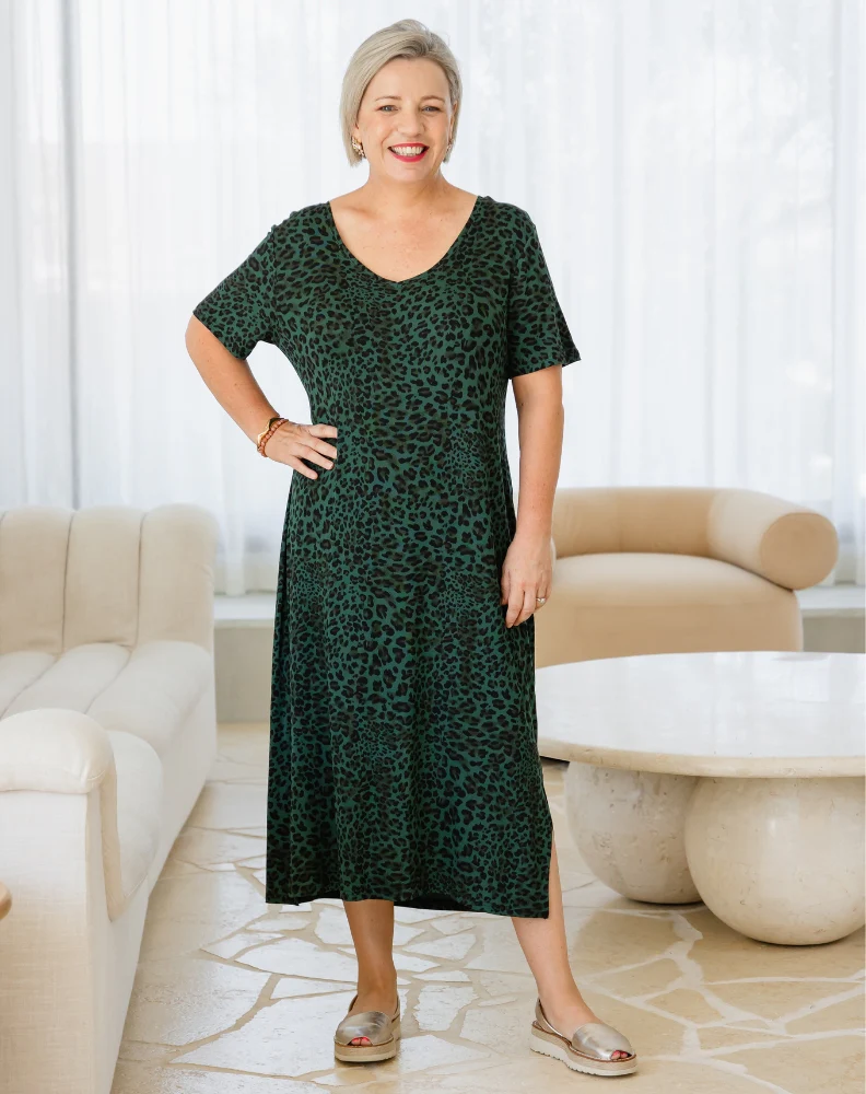 Harper Slip Dress - Green Leopard - Image 5