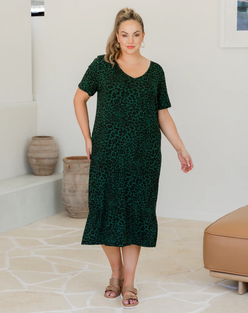 Harper Slip Dress - Green Leopard - Image 6