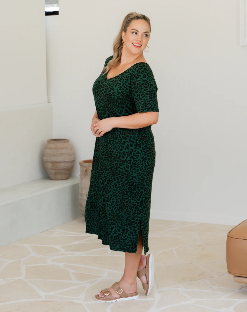 Harper Slip Dress - Green Leopard - Image 7