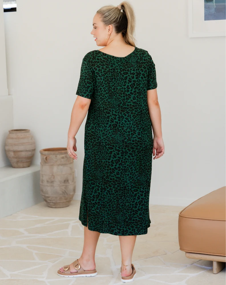 Harper Slip Dress - Green Leopard - Image 8