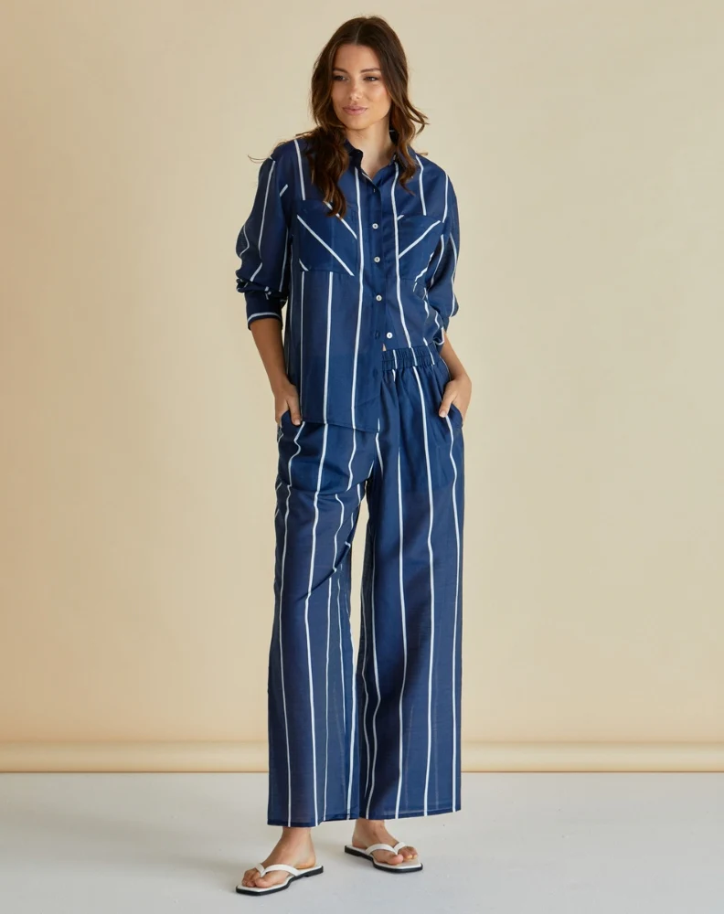 Hayman Pantā - Navy/White Stripe - Image 2
