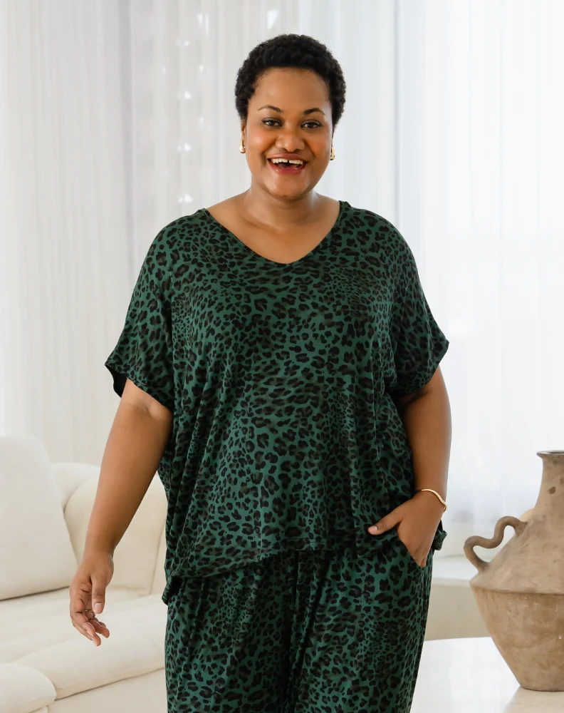 Hazel Top - Green Leopard - Image 2