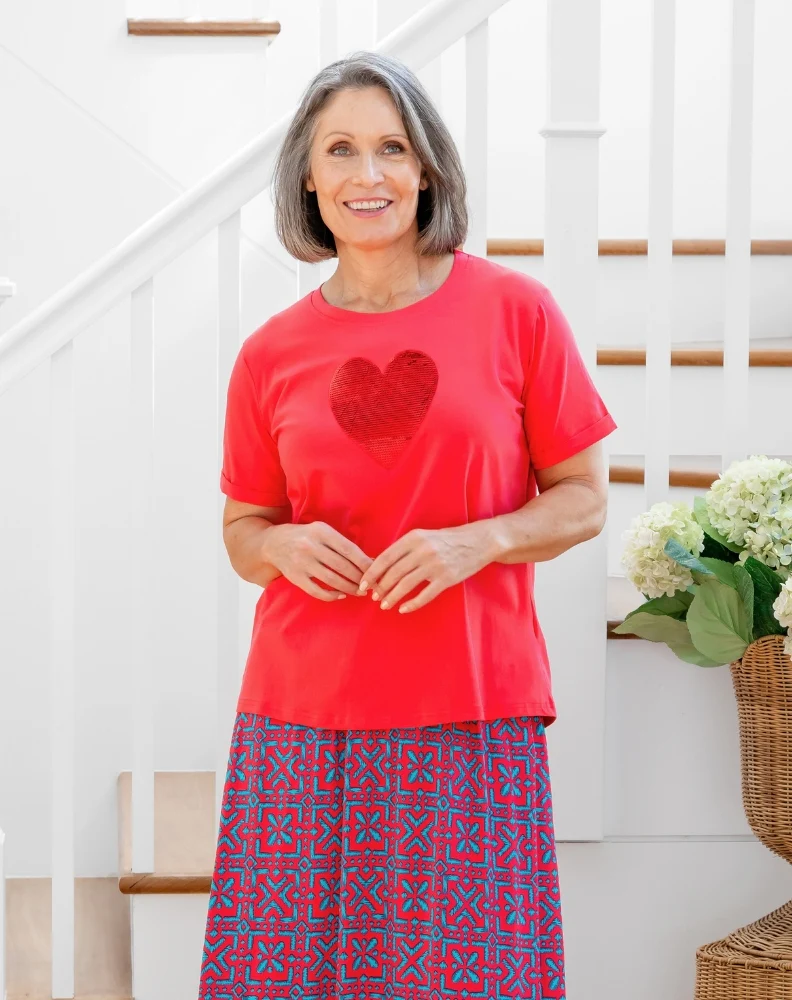 Heart Sequin Tee - Melon - Image 3