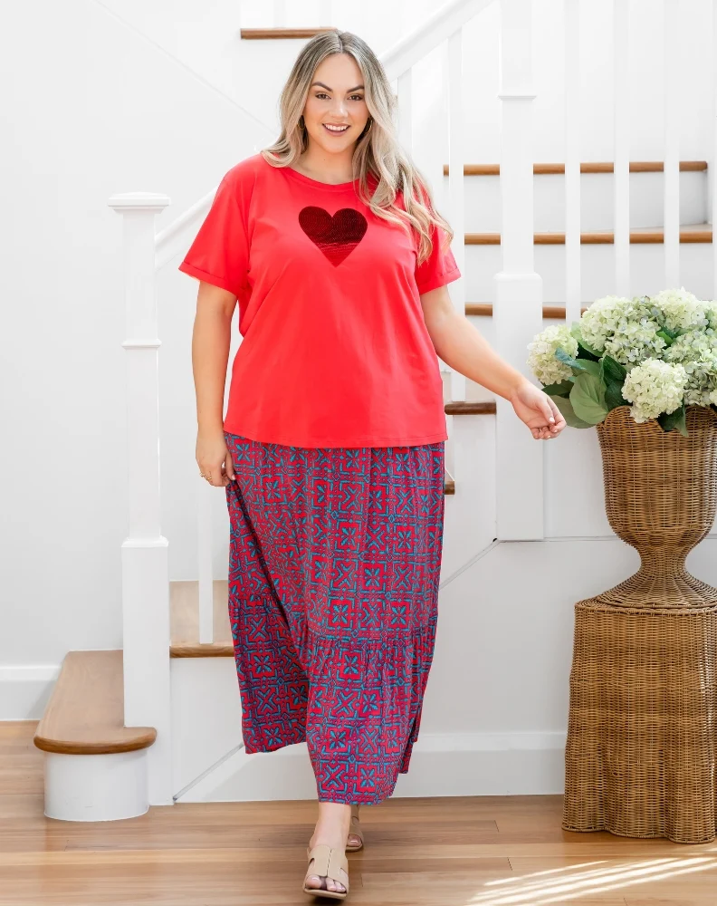 Heart Sequin Tee - Melon - Image 4