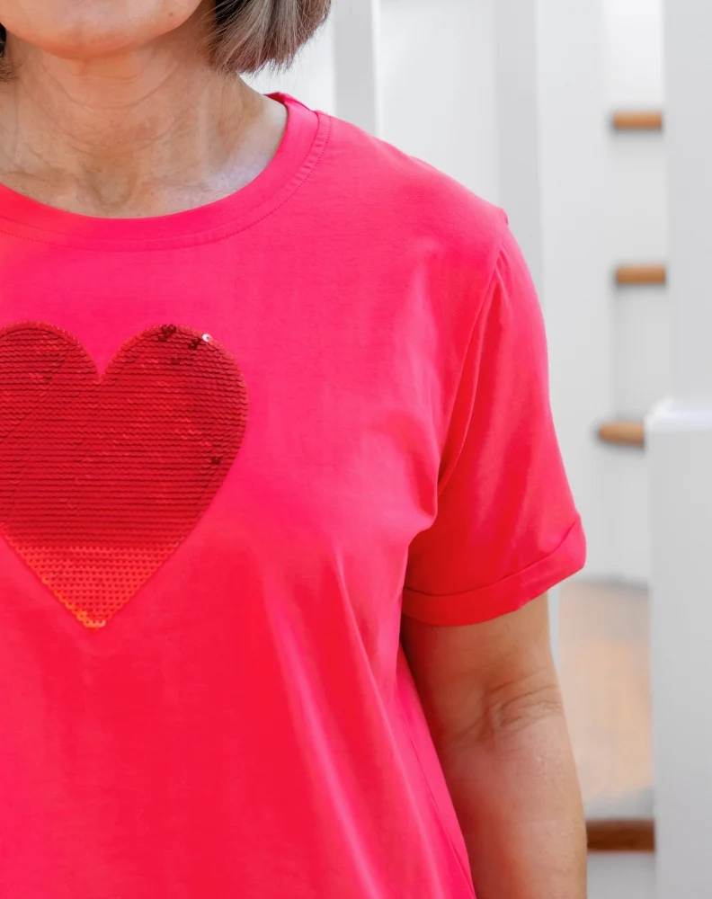 Heart Sequin Tee - Melon - Image 5