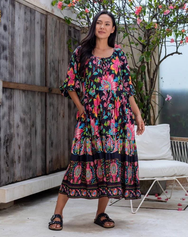 Jacinta Dress - Black Floral - Image 2