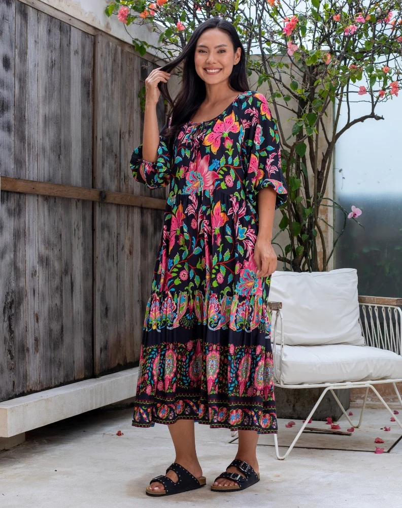 Jacinta Dress - Black Floral - Image 3