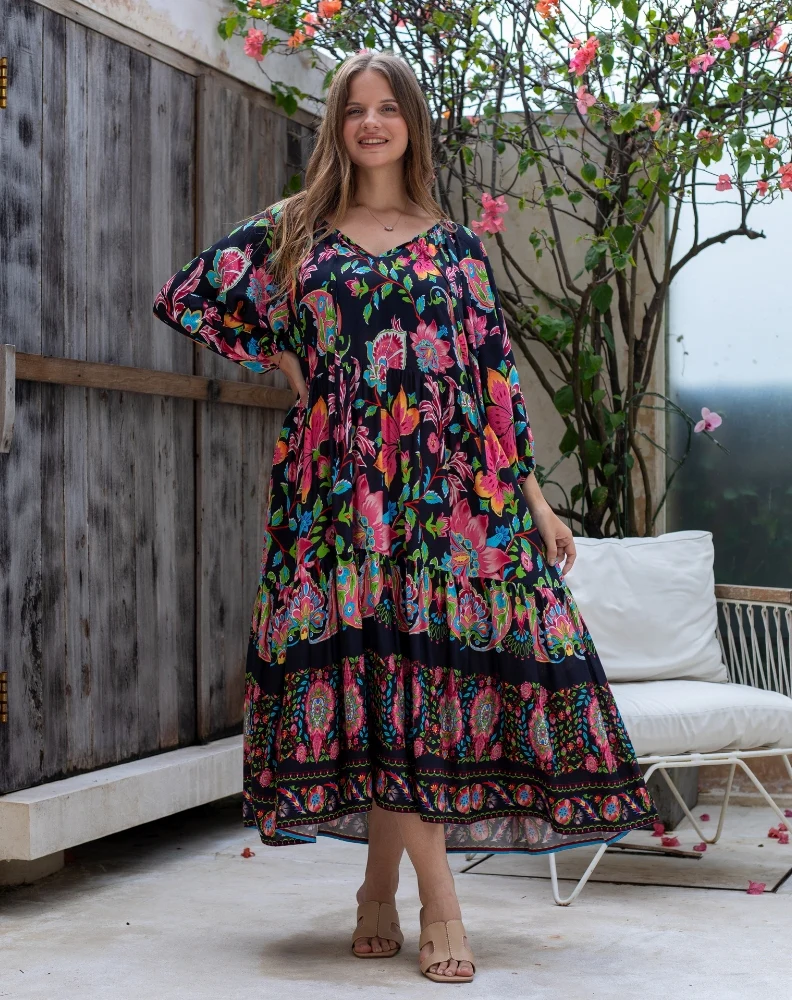 Jacinta Dress - Black Floral - Image 4