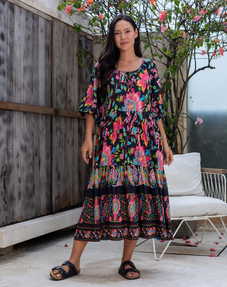Jacinta Dress - Black Floral - Image 5