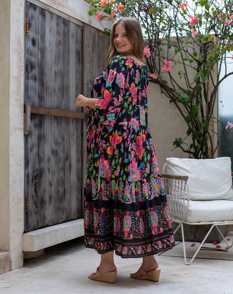 Jacinta Dress - Black Floral - Image 9