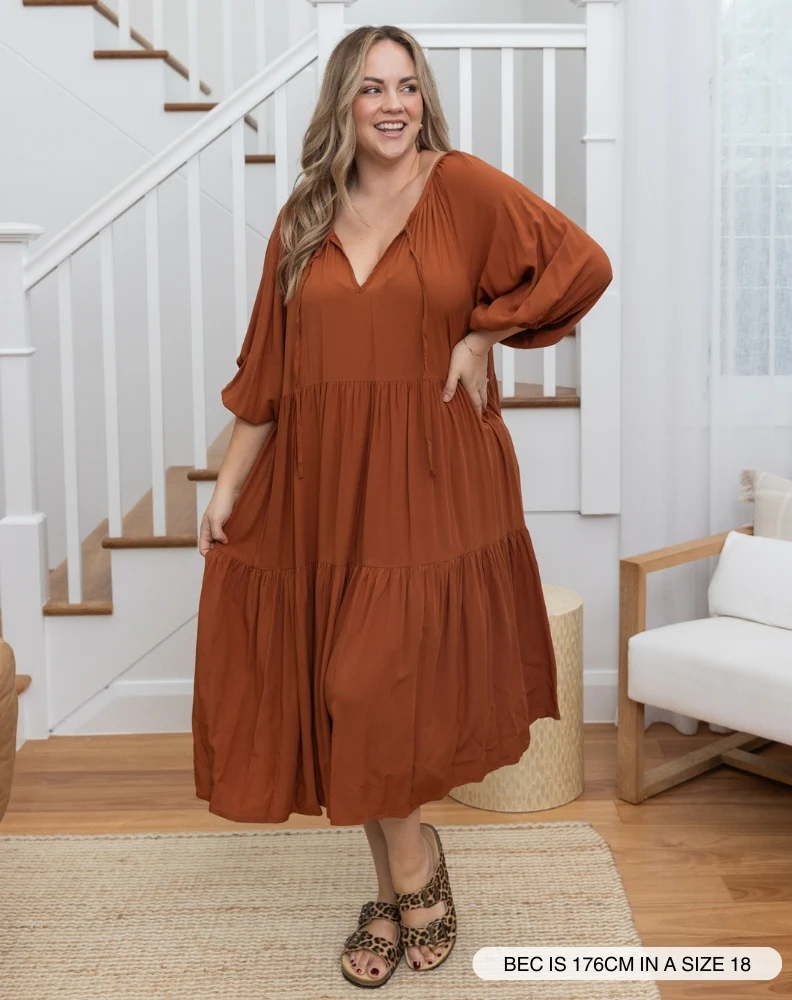 Jackson Midi Dress - Tan - Image 3