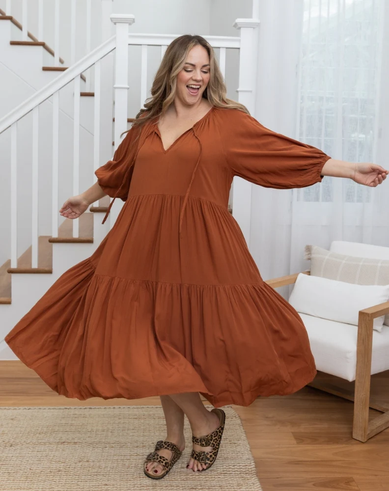 Jackson Midi Dress - Tan - Image 4