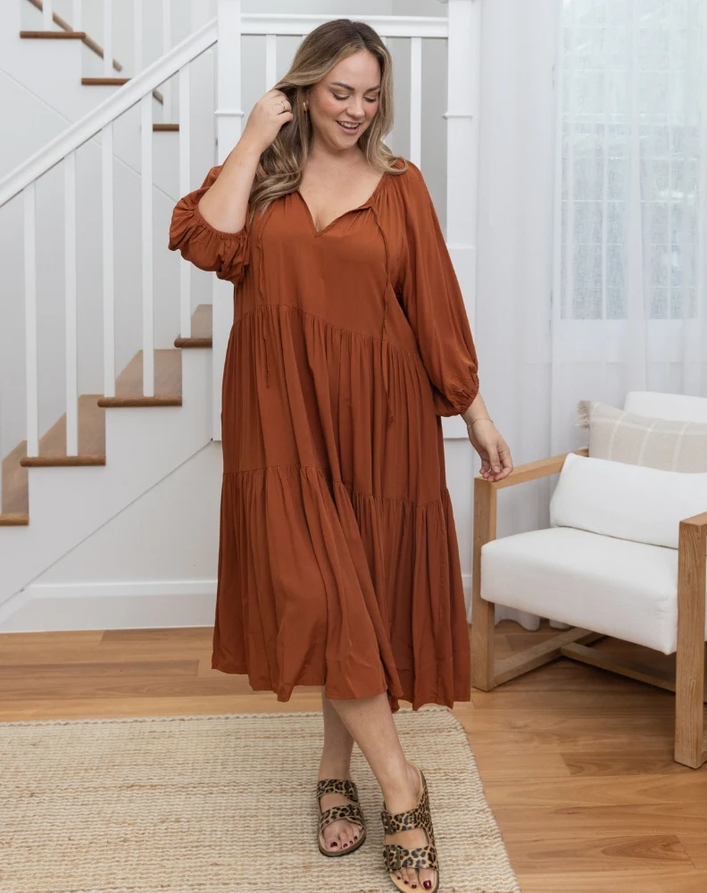 Jackson Midi Dress - Tan - Image 5