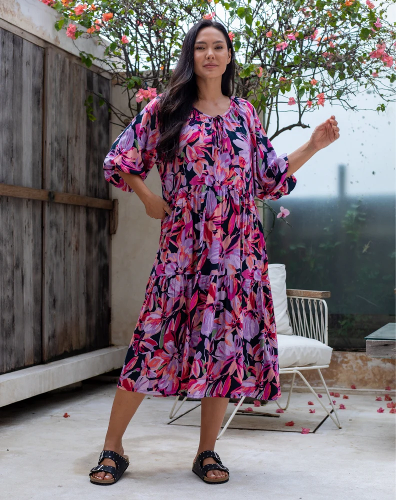 Jackson Midi Dress - Lilac Floral